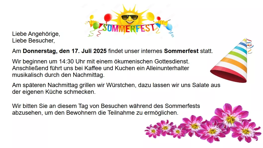 Sommerfest 2025 Seniorenpflegeheim Beimerstetten
